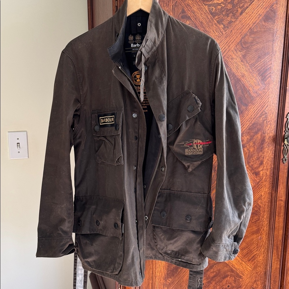 Barbour International Royal Enfield Northpass Wax Jacket Large Brown A7 Men’s